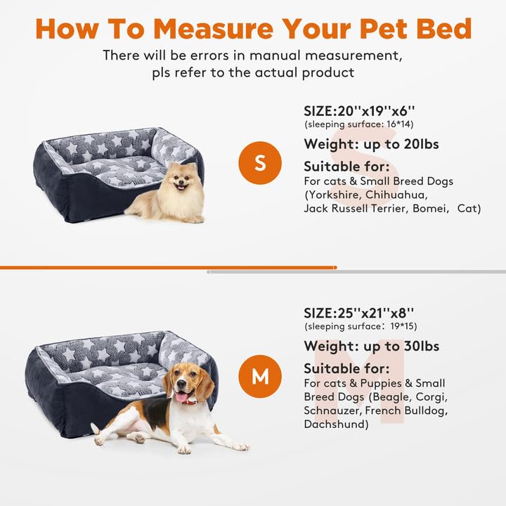 Pawry Medium Washable Dog Bed – Super Soft Plush Rectangle Pet Bed for Small & Medium Dogs