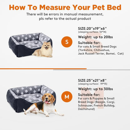 Pawry Medium Washable Dog Bed – Super Soft Plush Rectangle Pet Bed for Small & Medium Dogs