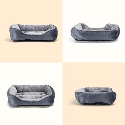 Pawry Medium Dog Bed – Washable Plush Pet Sofa Bed with Anti-Slip Base 67cm (Grey)