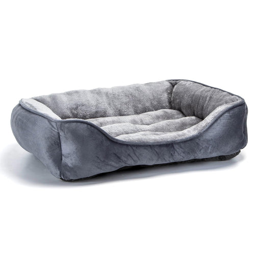 Pawry Medium Dog Bed – Washable Plush Pet Sofa Bed with Anti-Slip Base 67cm (Grey)