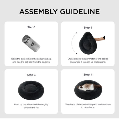 Pawry Large Round Calming Cat Bed 50cm – Washable Fluffy Anti-Anxiety Bed for Cats & Small Dogs