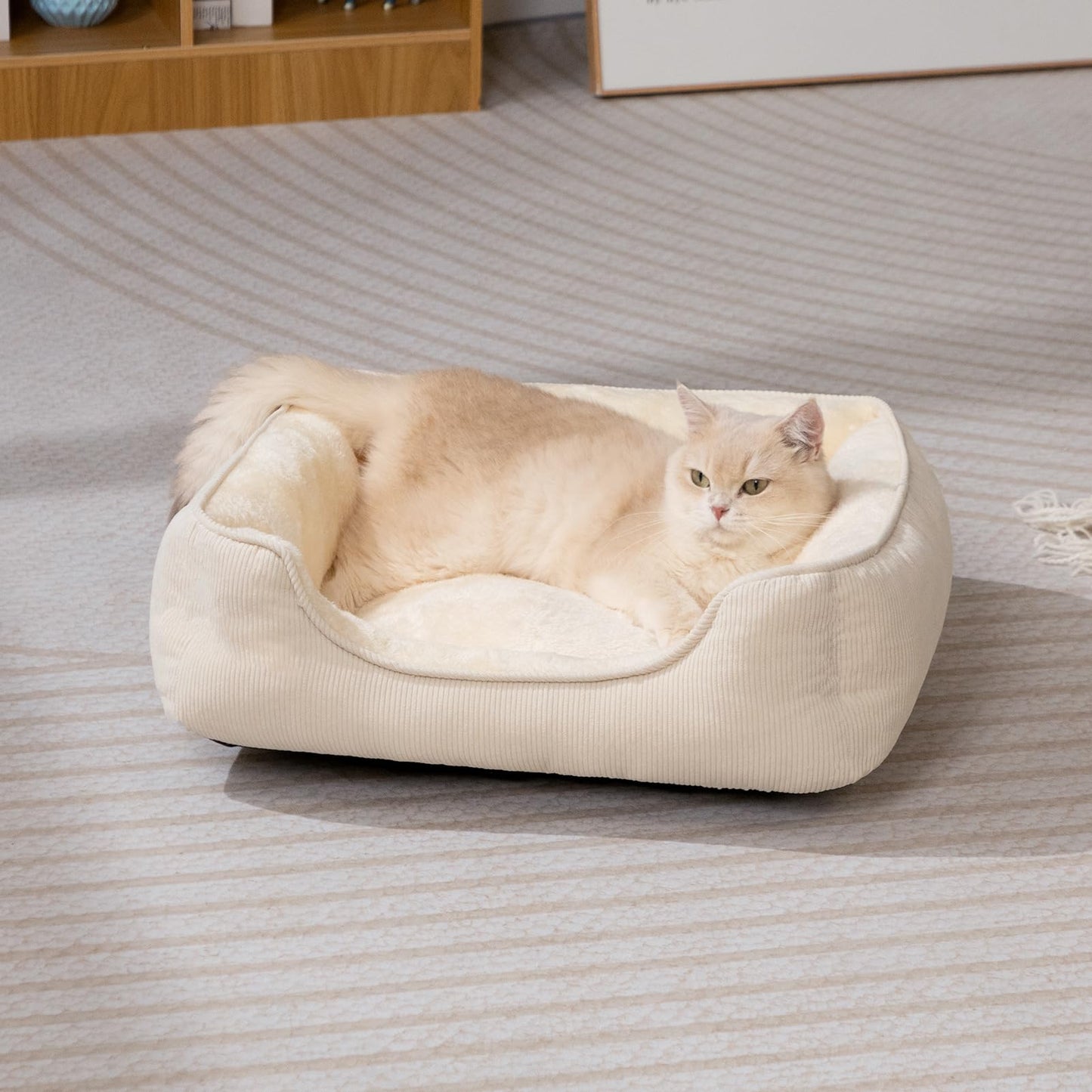 Pawry Soft Pet Bed for Cats & Puppies – Breathable Comfortable Sleeping Cushion 55cm (Beige)