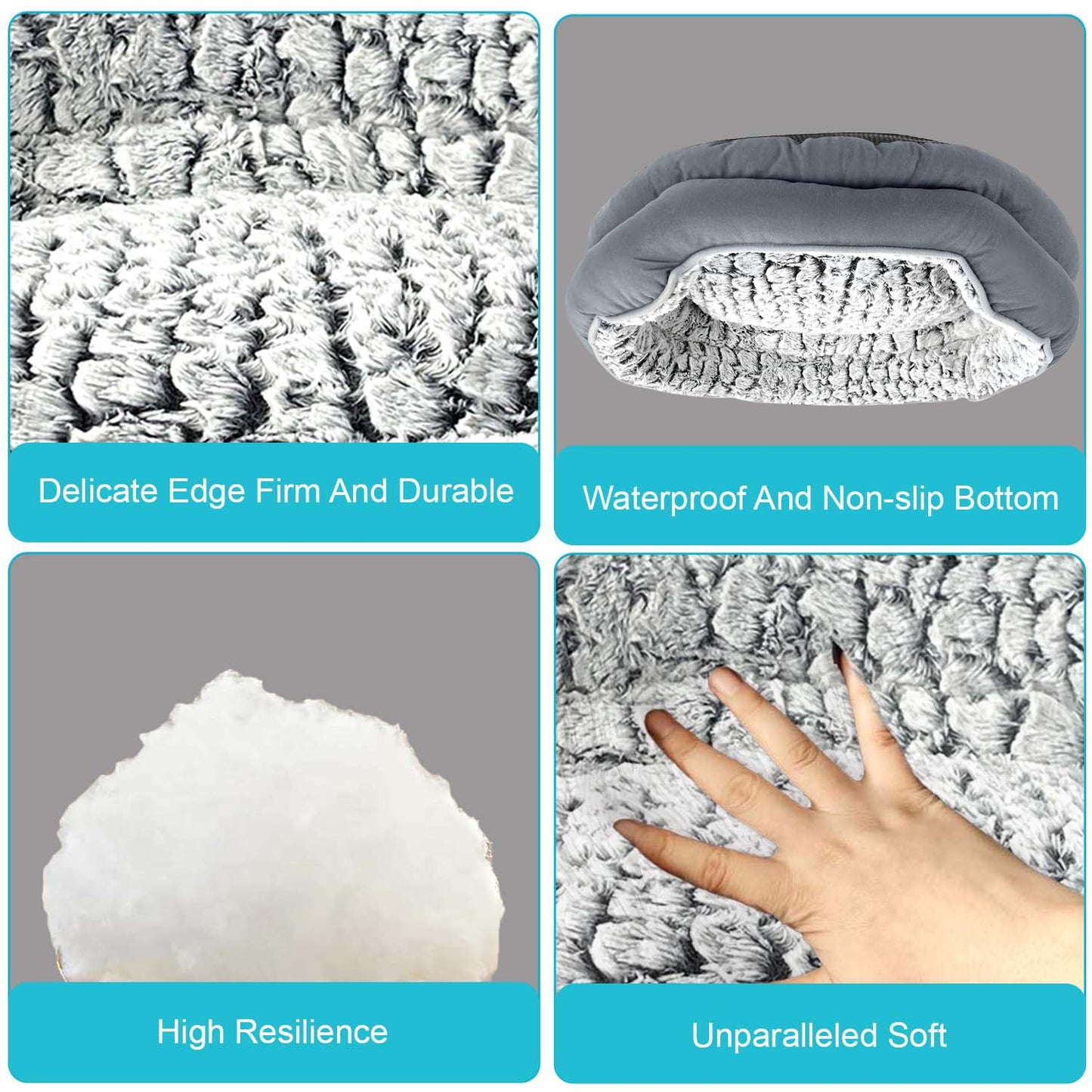 Pawry Calming Pet Bed – Fluffy Plush Anti-Anxiety Bed, Machine Washable (Medium Size)