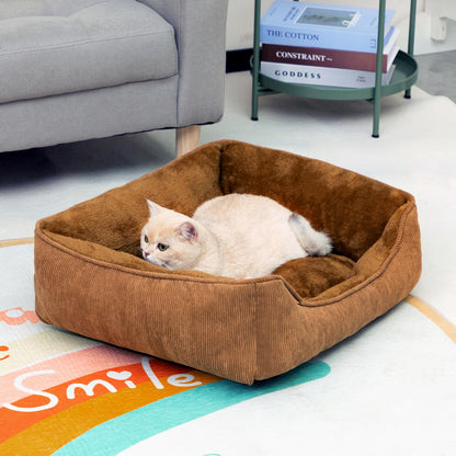 Pawry Soft Pet Bed for Cats & Puppies – Breathable Comfortable Sleeping Cushion 55cm (Brown)