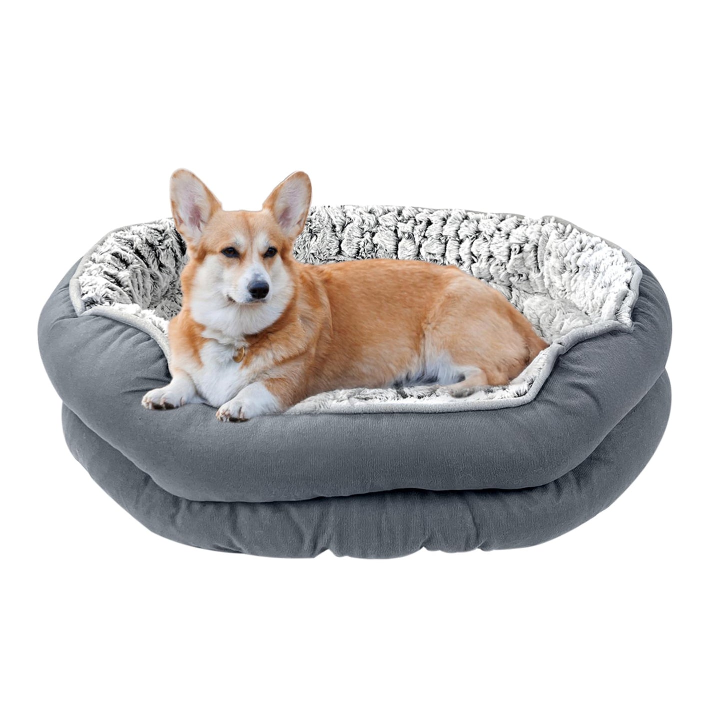 Pawry Calming Pet Bed – Fluffy Plush Anti-Anxiety Bed, Machine Washable (Medium Size)