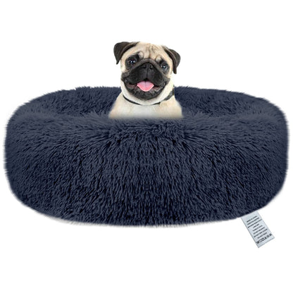 Pawry Calming Donut Dog Bed 60cm – Washable Plush Anti-Anxiety Pet Bed with Non-Slip Base