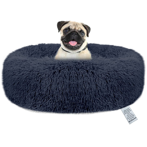 Pawry Calming Donut Dog Bed 60cm – Washable Plush Anti-Anxiety Pet Bed with Non-Slip Base