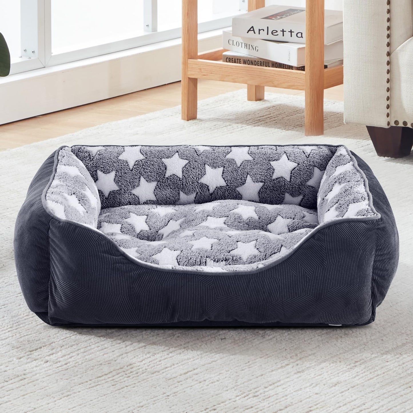 Pawry Medium Washable Dog Bed – Super Soft Plush Rectangle Pet Bed for Small & Medium Dogs