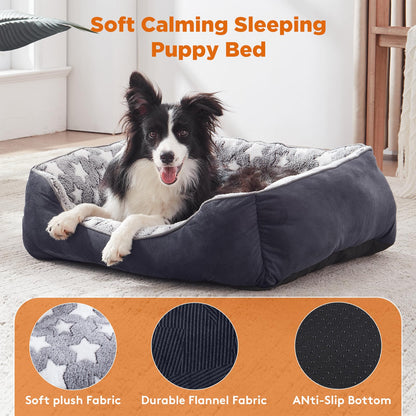 Pawry Medium Washable Dog Bed – Super Soft Plush Rectangle Pet Bed for Small & Medium Dogs