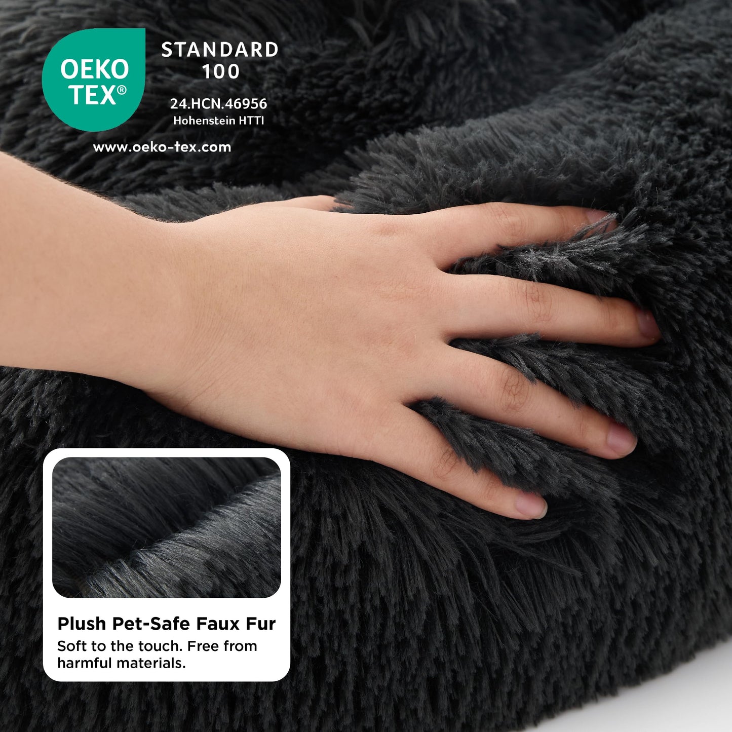 Pawry Large Round Calming Cat Bed 50cm – Washable Fluffy Anti-Anxiety Bed for Cats & Small Dogs